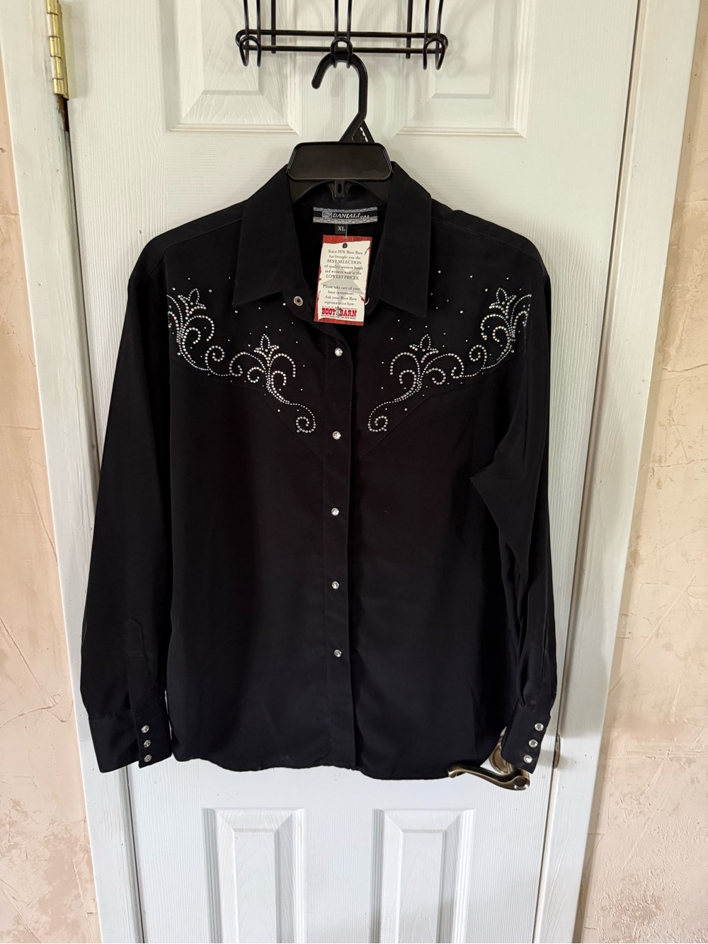 Embellished Black Western-Inspired Button Down Shirt and gaucho skirt - Women